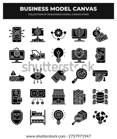 Business Model Canvas. 25 Essential Icons for Strategic Planning
