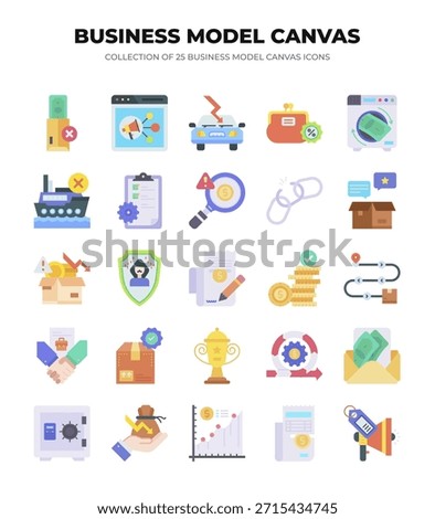 Business Model Canvas Icons. A Collection of 25 Essential Business Strategy Graphics