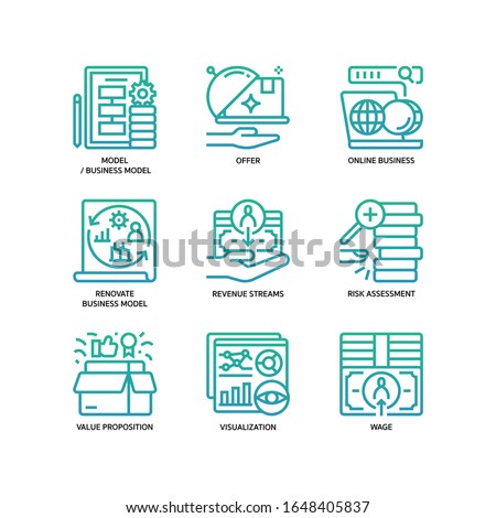 Business model canvas icons set gradient style