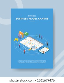 business model canvas people standing around document chart for template flyer and print banner cover book books modern flat style svg