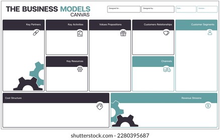 The business model canvas, presentation template, diagram blocks stock illustration
Business Model - Strategy, Artist's Canvas, Business, Icon, Template, Infographic svg
