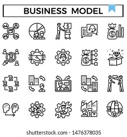 Business model and finance outline icon set.