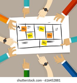 business model framework. team discuss plan for developing company for future. concept of teamwork collaboration and participation vector