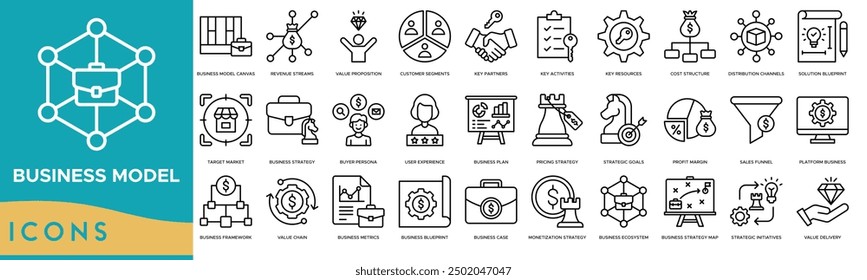 Business model icon. Business Model Canvas, Revenue Streams, Value Proposition, Customer Segments and Key Partners