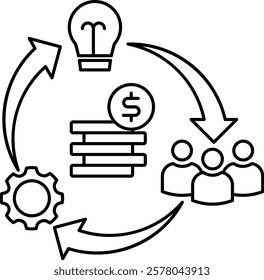 Business Model Icon Line Vector Illustration