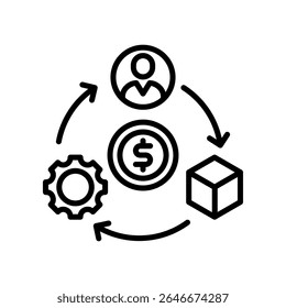 Ilustración vectorial de línea de icono de modelo de negocio