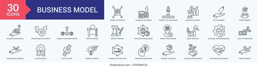 Vector de ilustración de paquete de iconos de modelo de negocio