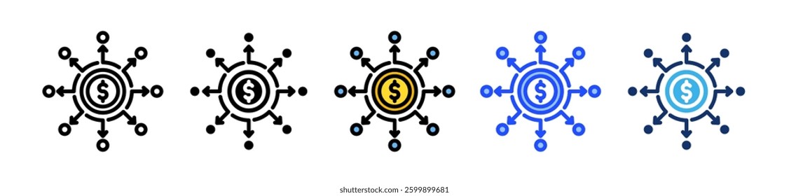 Business Model Icon Set With Multiple Style Collection