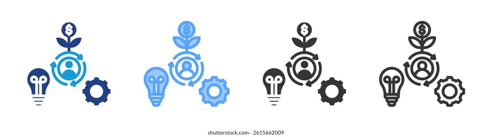 Business Model icon set multiple style collection