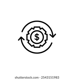 Business model icon set. outlined and solid filled versions.
