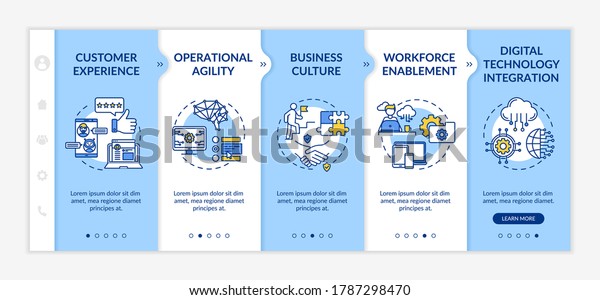 Business
model improvement onboarding vector template. Operational agility.
Corporate culture. Responsive mobile website with icons. Webpage
walkthrough step screens. RGB color
concept
