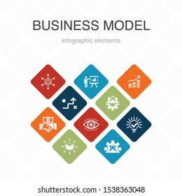 business model Infographic 10 option color design.strategy, teamwork, marketing, solution simple icons
