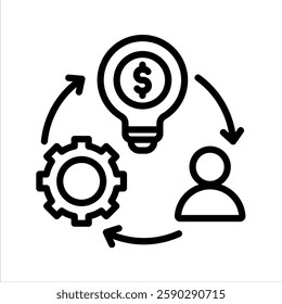 Business Model Innovation Line Vector Illustration On White Background.