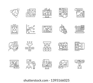 Business model line icons, signs, vector set, outline illustration concept 