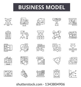 Business model line icons for web and mobile design. Editable stroke signs. Business model  outline concept illustrations