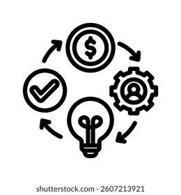 Business Model Line Vector Illustration On White Background.