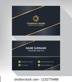 business model name card luxury Modern black white gold