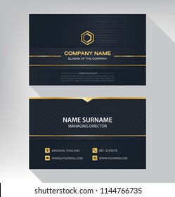 Business Model Name Card Luxury Modern Black White Gold