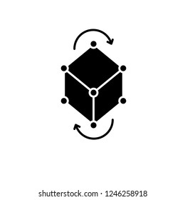 Business model pivot black icon, vector sign on isolated background. Business model pivot concept symbol, illustration 
