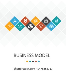 business model trendy UI template infographics concept. strategy, teamwork, marketing, solution icons