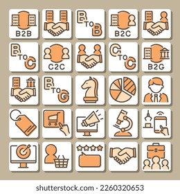 business model vector colorful icon set.