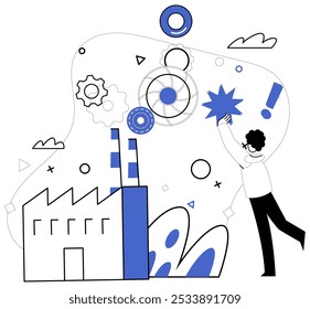 Ilustração vetorial de modelagem de negócios. Brainstorming é a formação de tempestades no negócio de xícaras de chá, agitando a evolução ideias financeiras Análise financeira é detetive descobrindo pistas para resolver mistério