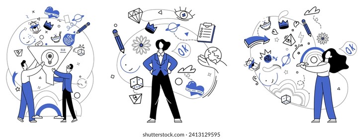 Business modeling vector illustration. Strategic modeling is roadmap leading organizations to treasure chest financial success In theater business, information is spotlight illuminating stage