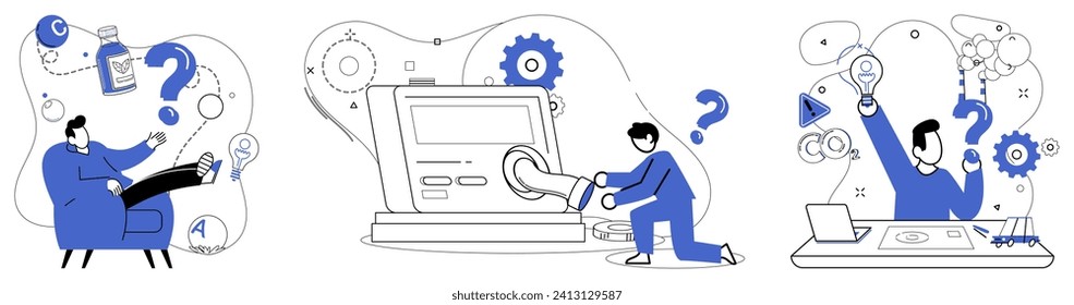 Business modeling vector illustration. In theater business, information is spotlight illuminating stage effective modeling Marketing is artists palette, coloring canvas business with vibrant hues
