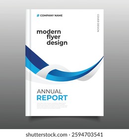 Business Modern annual report cover template flyer with wavy design decoration