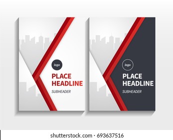 Business Modern Brochure Design Layout Template Vector With Red Oblique Abstract.  