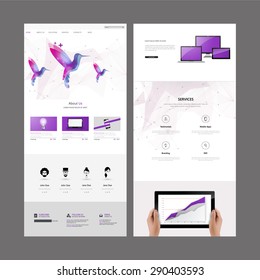 Business Modern Clean One page website design template. Vector