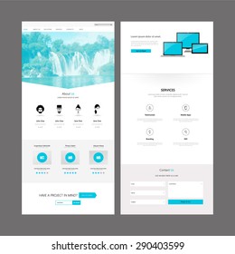 Business Modern Clean One page website design template. Vector 