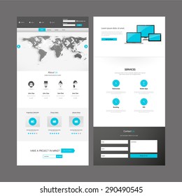 Business Modern Clean One page website design template. Vector 