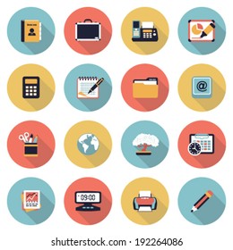 Business modern flat color icons.