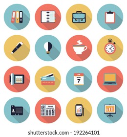 Business modern flat color icons.