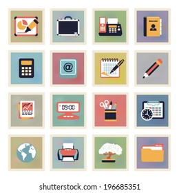 Business modern flat color icons.