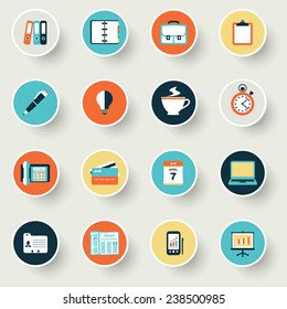 Business modern flat color icons.
