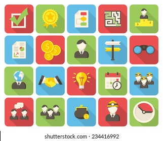 Business, modern flat icons with long shadow