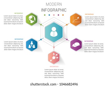 Business Modern infographics of 5 elements vector illustration.
