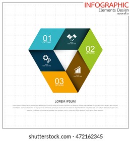 Business modern infographics elements options banner. Presentation diagram template flat design vector. Abstract layout for website design marketing and advertising.