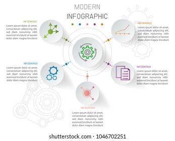 Business Modern infographics template of 5 elements. Vector illustration. Can be used for workflow layout, diagram, business step options, banner, web design.
