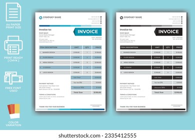 Business modern invoice template design