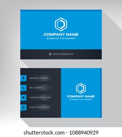 Business modern name card. Blue and black.