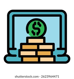 Ícone de monetização de negócios. Contorno de negócios monetização vetor ícone cor plano isolado
