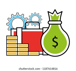 business money bag briefcase stack money