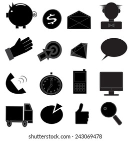 Business and money Black & White Icon Set