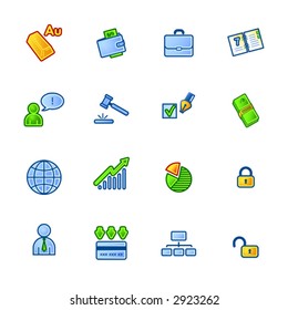 business and money colorful icon set