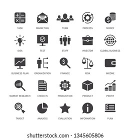 Business money contact icons marketing organization product analysis time search idea income bank social media technology format  logistics line team investor vector symbols set