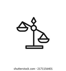 Business, money, finance concept. Vector signs drawn with black line. Suitable for adverts, web sites, apps, articles. Line icon of scales 