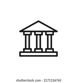 Business, money, finance concept. Vector signs drawn with black line. Suitable for adverts, web sites, apps, articles. Line icon of bank 